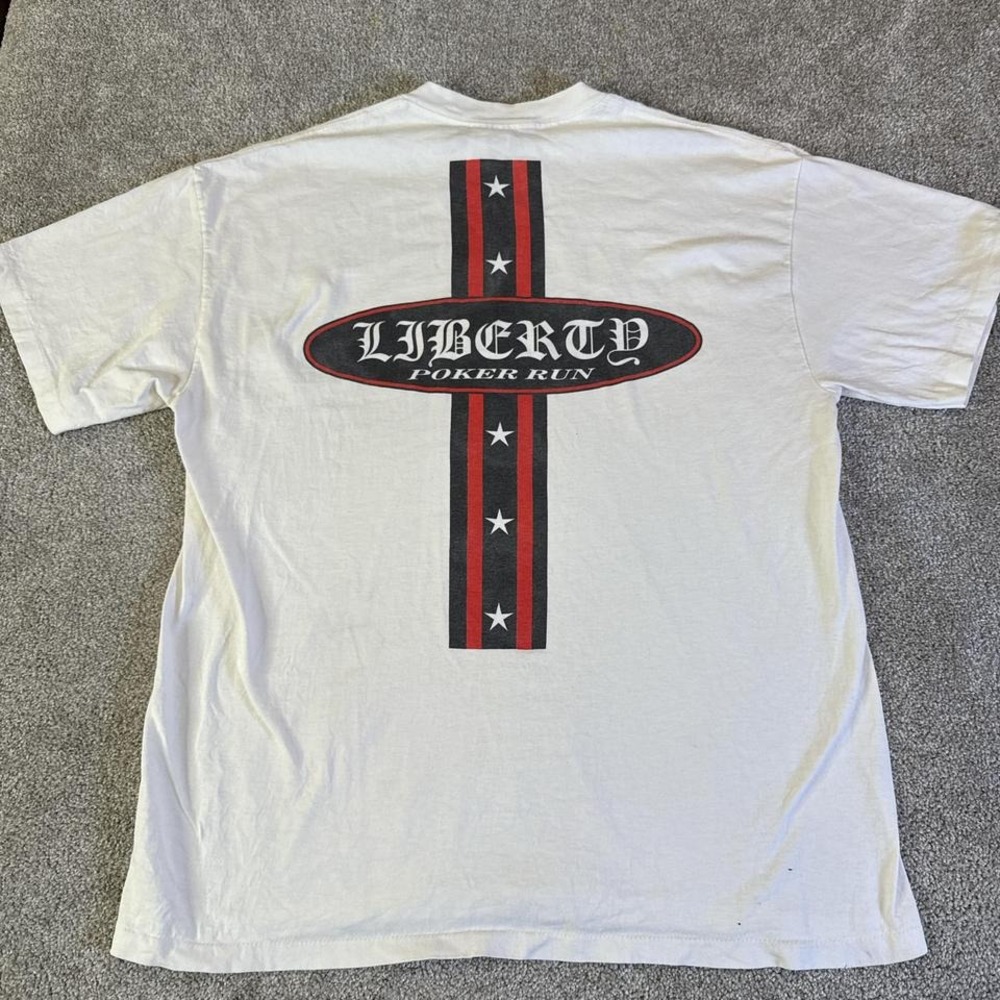 Vintage Libertad Poker Run Single Stitch Biker T-Shirt Motorcycle Rally Tee